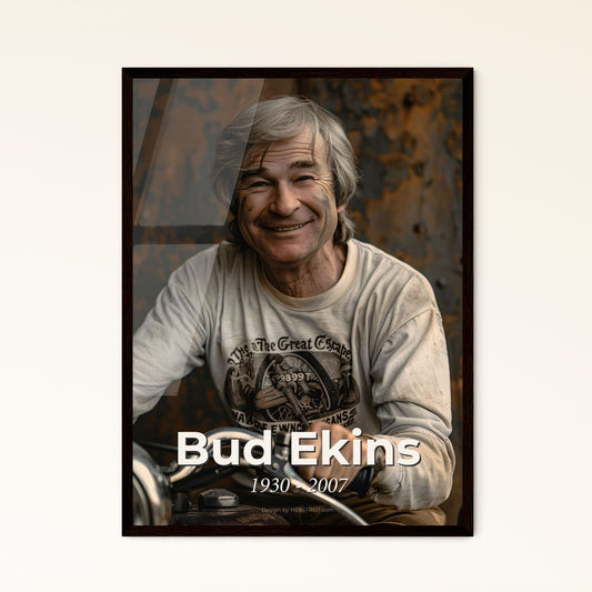 Bud Ekins: Legendary Stuntman & Actor – Cinematic Portrait Print, Rustic Flair, Perfect Gift for Home Decor Enthusiasts!