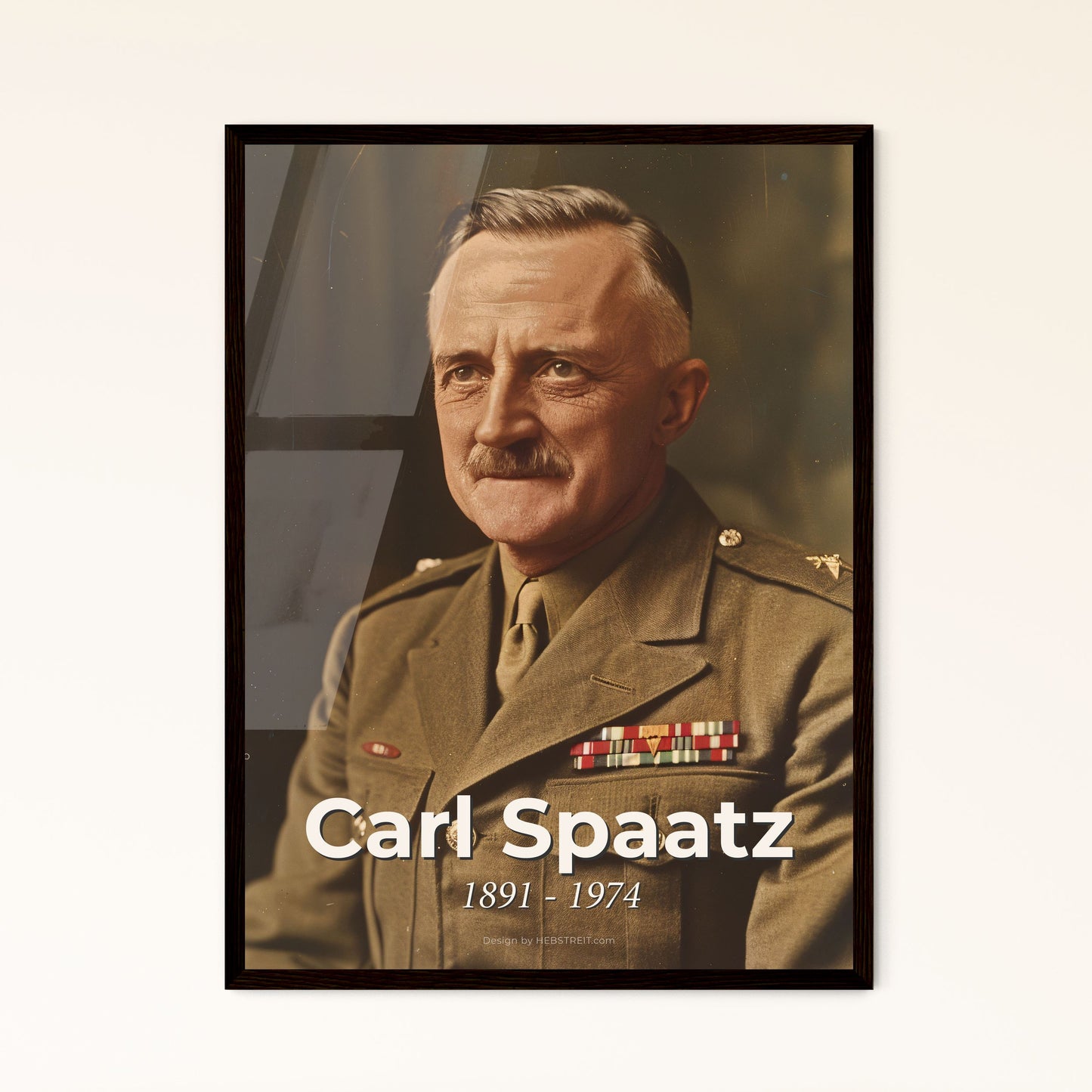 Carl Spaatz: Iconic WWII Leader & First U.S. Air Force Chief - Timeless Monochromatic Portrait on Rustic Background