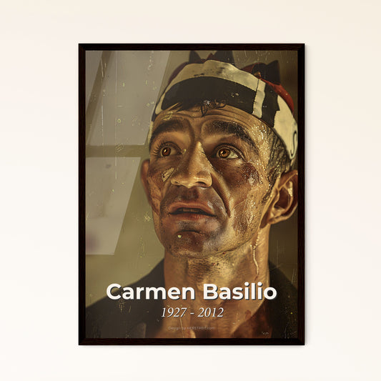 Carmen Basilio: The Unyielding Champion - Iconic Portrait of a Boxing Legend in Rustic Elegance, Perfect for Home Decor & Gifts