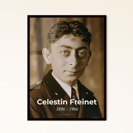 Timeless Portrait of Celestin Freinet: Celebrated French Educator & Pioneer of Cooperative Learning - Monochromatic Masterpiece