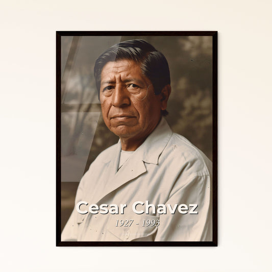 Cesar Chavez: Icon of Justice - Handcrafted Portrait Print Celebrating the Legacy of an American Labor Leader & Civil Rights Pioneer.