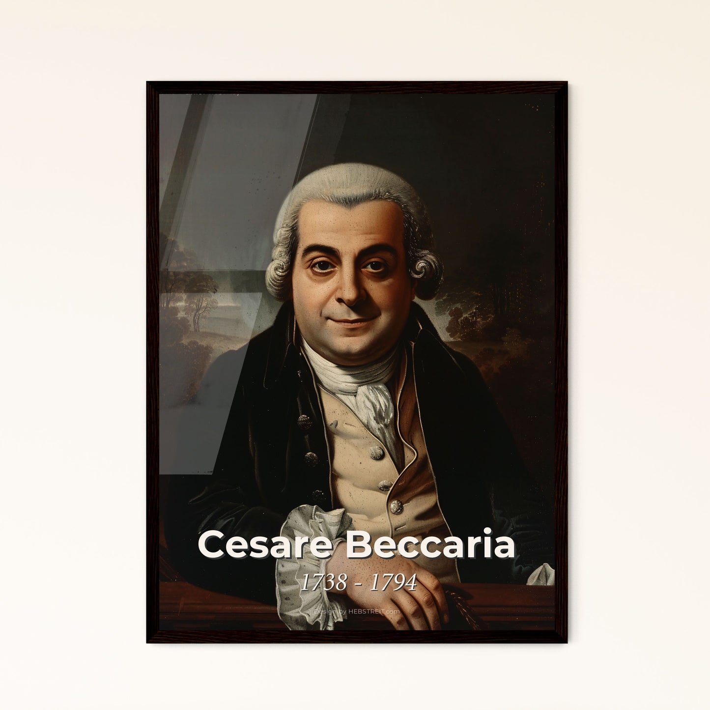 Cesare Beccaria Portrait: Captivating Criminology Icon in Monochrome - Premium Art Print & Framed Décor for Sophisticated Spaces