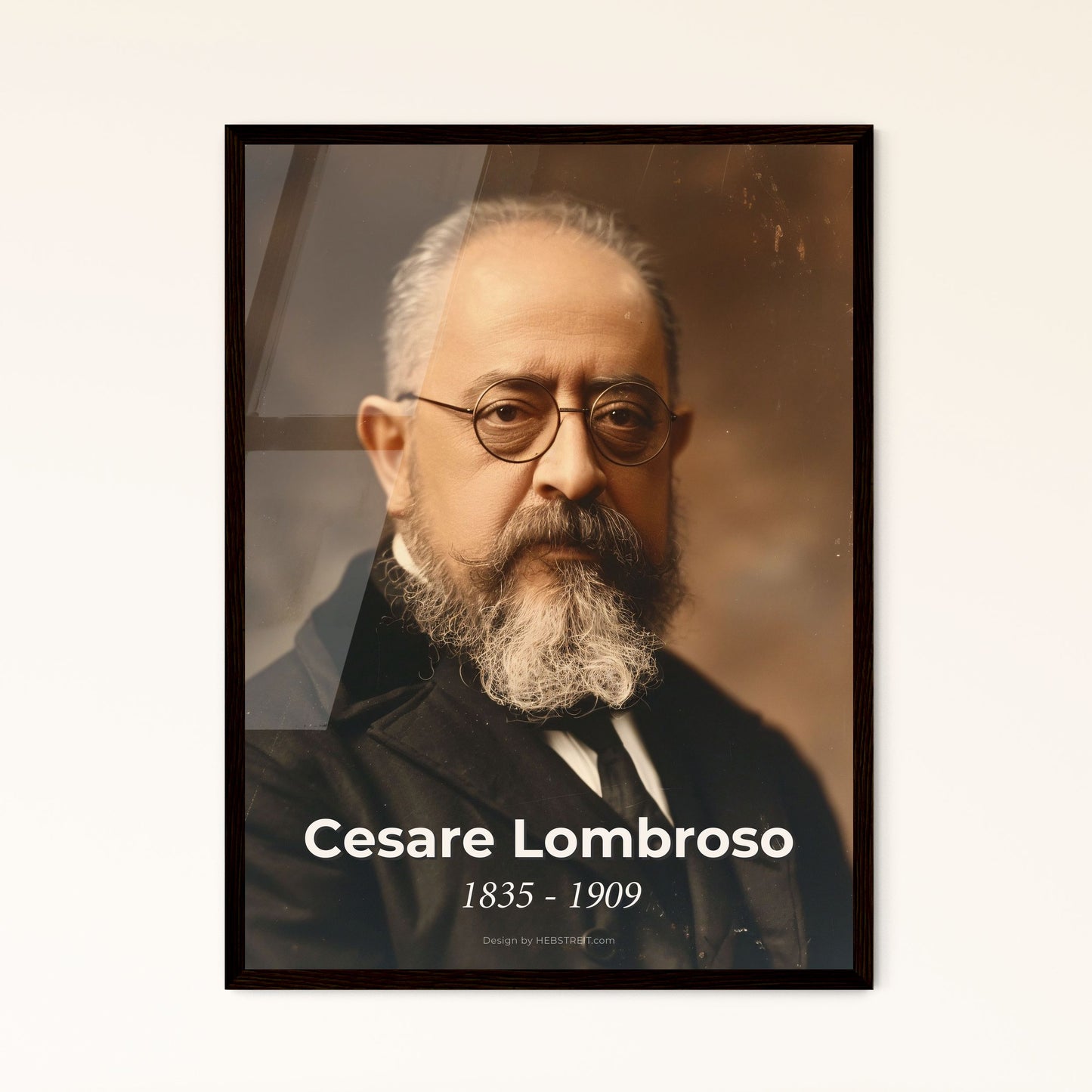 Cesare Lombroso: Pioneer of Criminology - Captivating Portrait in Sepia with High Contrast, Perfect for Home Decor & Gifting