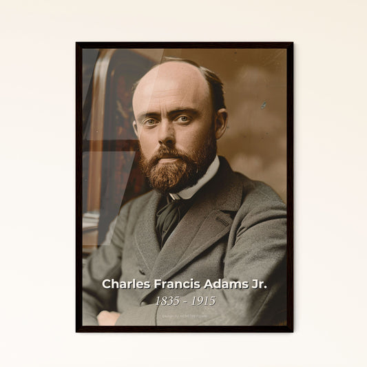 Timeless Portrait of Charles Francis Adams Jr. - Iconic Union Pacific Railroad President, Artfully Captured in Monochrome Elegance