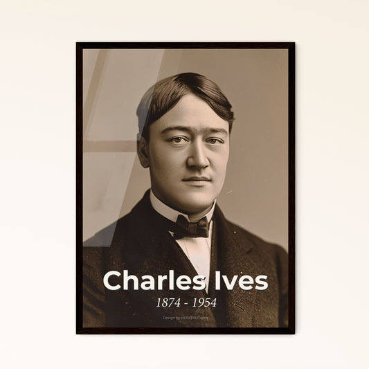 Captivating Portrait of Charles Ives: An Iconic American Composer in Monochrome Elegance – Perfect for Home Decor & Gifts