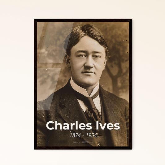 Charles Ives Tribute: Timeless Portrait of America's Innovative Composer in Monochrome – Perfect for Home Decor & Memorable Gifts