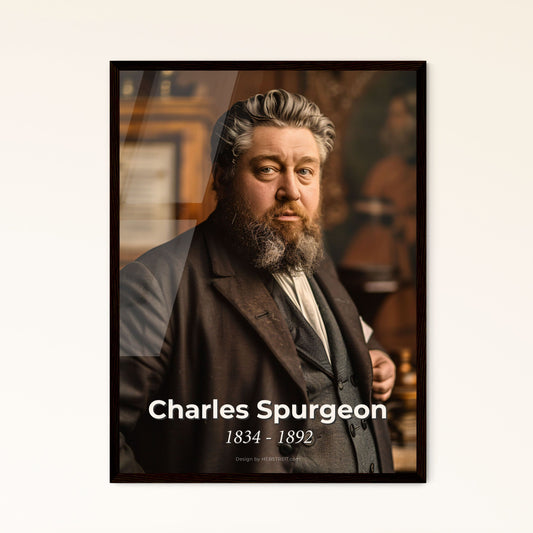 Captivating Portrait of Charles Spurgeon: The Prince of Preachers - Monochromatic Art Print for Timeless Home Decor