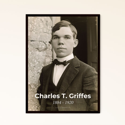 Timeless Portrait of Charles T. Griffes (1884-1920): Iconic American Composer in Stellar Ultrarealistic Mono & Sepia Finish