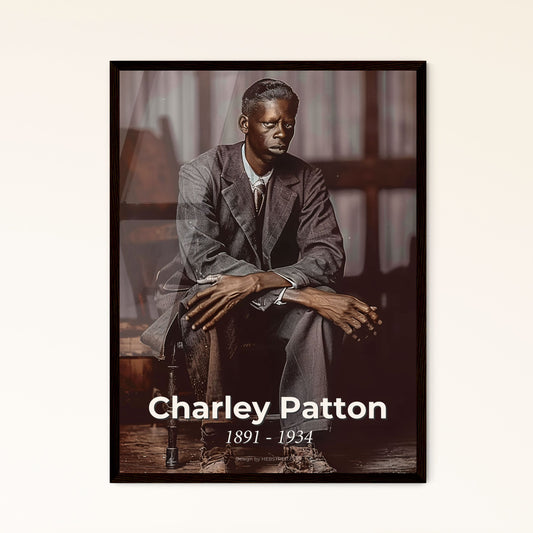 Charley Patton: The Father of Delta Blues - Striking Portrait in High-Contrast Monochrome, Perfect for Artful Home Decor
