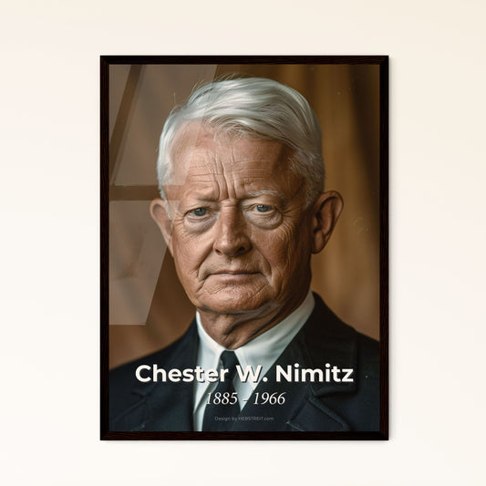 Chester W. Nimitz: Iconic WWII Fleet Admiral - Timeless Portrait Art Print in Premium Framed or Aluminum Options for Home Decor