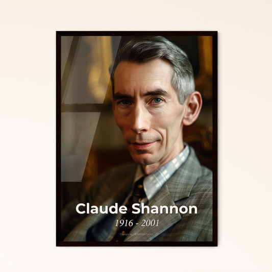 Timeless Tribute to Claude Shannon: Father of Information Theory - Exquisite Mono Print with Rustic Elegance & Cinematic Flair