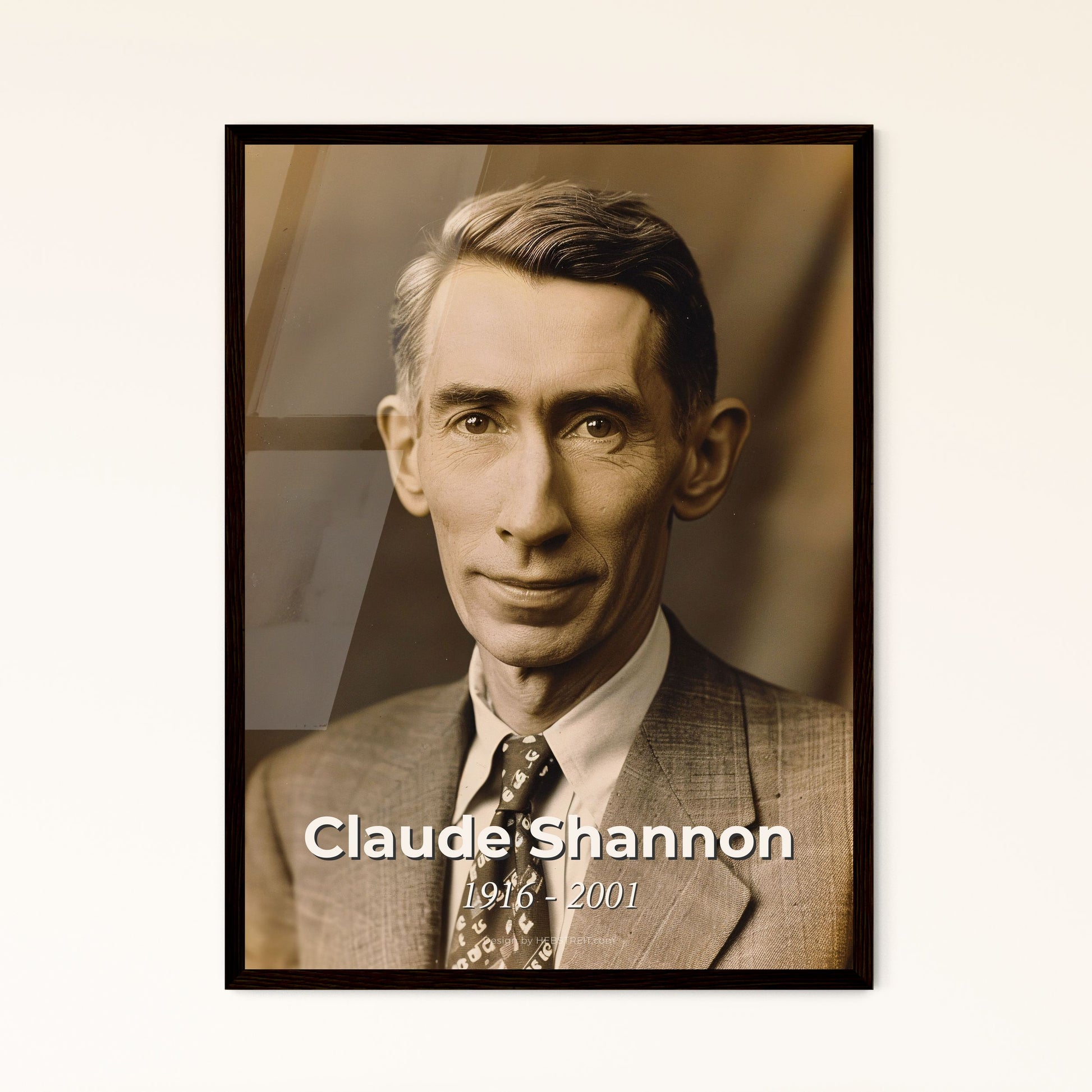 Claude Shannon: The Visionary Father of Information Theory – Captivating Portrait Art in Rustic Monochrome Elegance