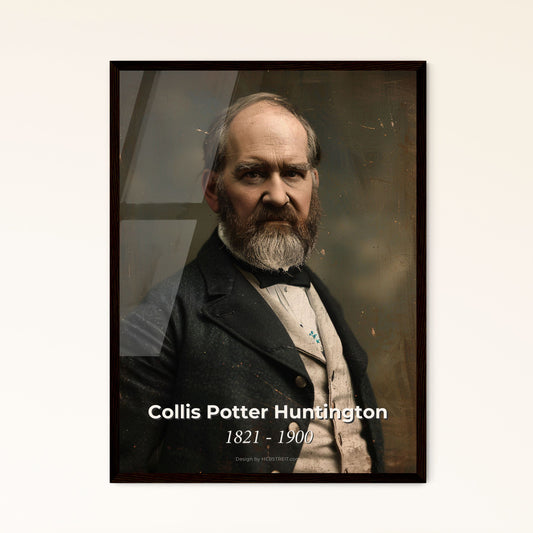 Collis Potter Huntington: The Visionary Behind the Transcontinental Railroad - Exquisite Monochromatic Art Print for Timeless Décor