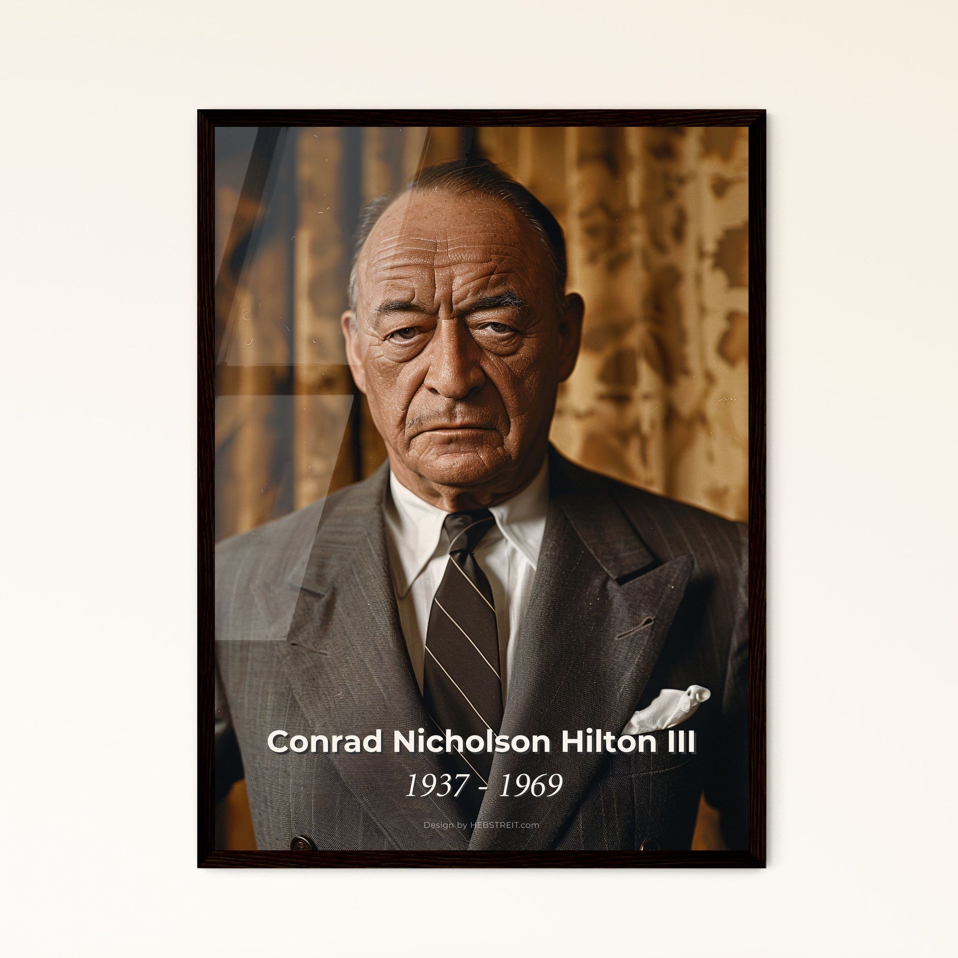 Conrad Hilton III: Legacy of Hospitality - Vintage Portrait in Monochrome, Premium Art Print for Sophisticated Home Decor