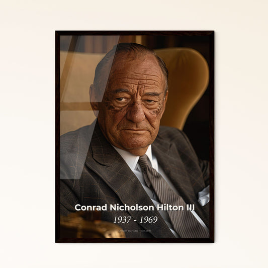 Conrad Nicholson Hilton III: Legacy of Excellence - Cinematic Portrait in Monochrome Art, Perfect for Gift or Home Decor.