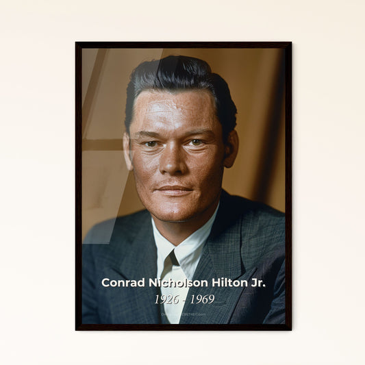 Conrad Hilton Jr.: Iconic American Hotelier Portrait – Timeless Art on Aluminum or Framed – Perfect for Home Decor & Gifts