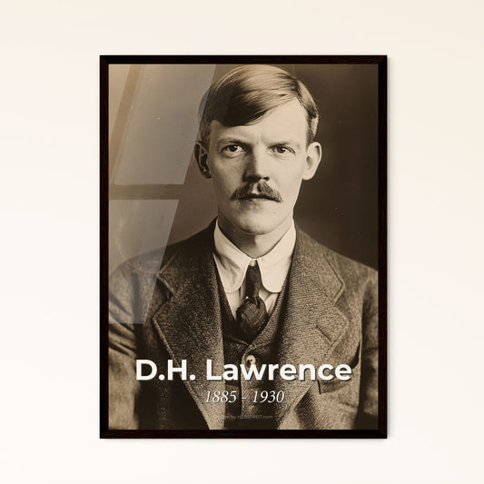 Timeless Elegance: D.H. Lawrence Portrait - A Stunning High-Contrast Print on Aluminum or Framed for Sophisticated Home Decor