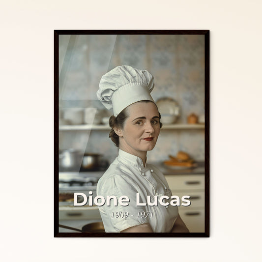 Elegant Tribute to Dione Lucas: Iconic British Chef & Culinary Pioneer – Stunning Monochrome Print for Timeless Home Décor.