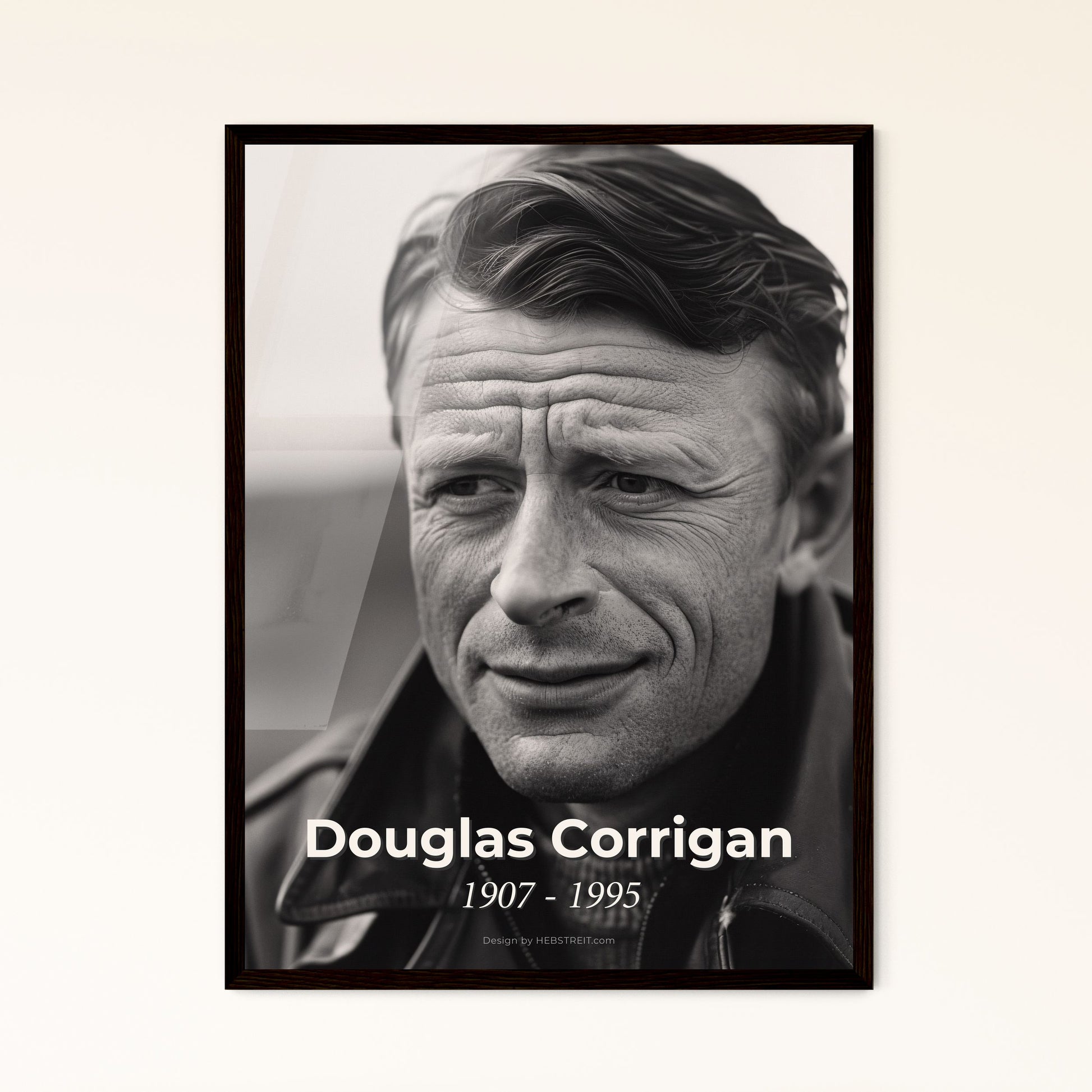 Douglas 'Wrong Way' Corrigan: Iconic Aviator Portrait - Vintage Cinematic Print on Aluminum or Framed for Timeless Decor