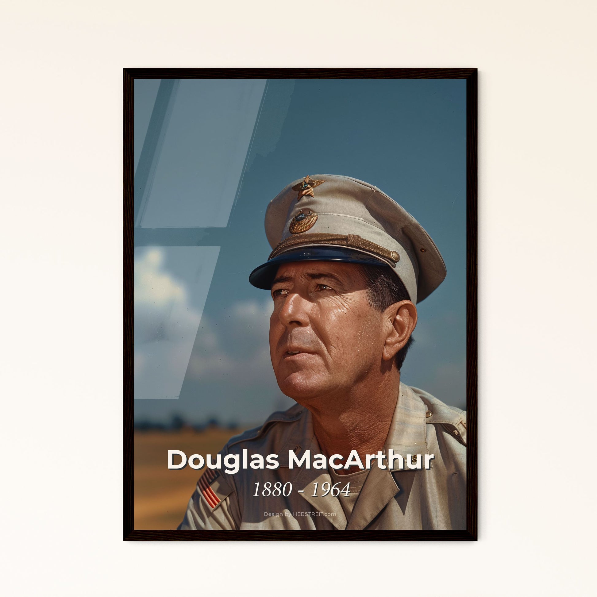 Douglas MacArthur: Iconic WWII General – Timeless Portrait in Monochrome with Sepia Touch – Perfect for Home Décor & Gifting!