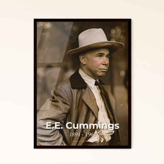 E.E. Cummings: A Timeless Tribute - Iconic Portrait in Ultrarealistic Sepia, Perfect for Home Decor & Thoughtful Gifting