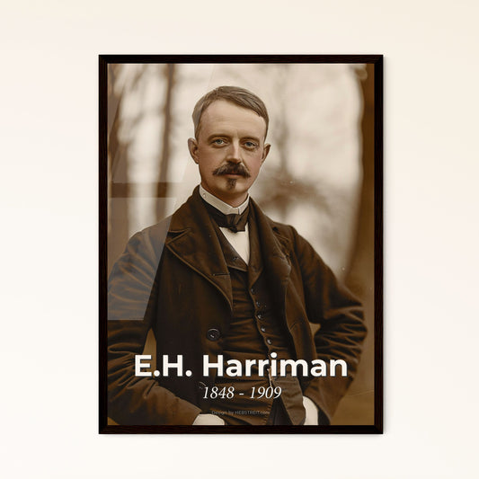 Timeless Portrait of E.H. Harriman: Iconic Railroad Pioneer in Cinematic Sepia - Perfect for Home Decor or Thoughtful Gifting