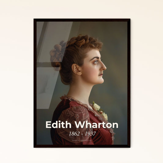 Timeless Elegance: Edith Wharton Portrait - Iconic Gilded Age Author Captured in Cinematic Visual Masterpiece for Home Decor