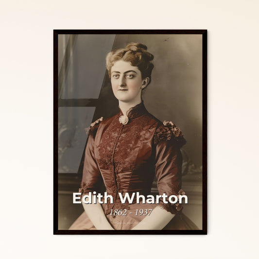 Timeless Elegance: Portrait of Edith Wharton (1862-1937) - Iconic Gilded Age Author in Stunning Monochrome Art Print