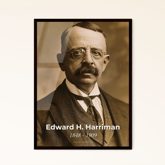 Timeless Portrait of Edward H. Harriman: Iconic Railway Executive in High-Contrast Art - Perfect for Gifts & Home Decor.