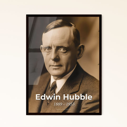 Edwin Hubble (1889-1953): A Monochromatic Portrait of the Astronomer Who Unraveled the Universe’s Secrets – Timeless Art Print