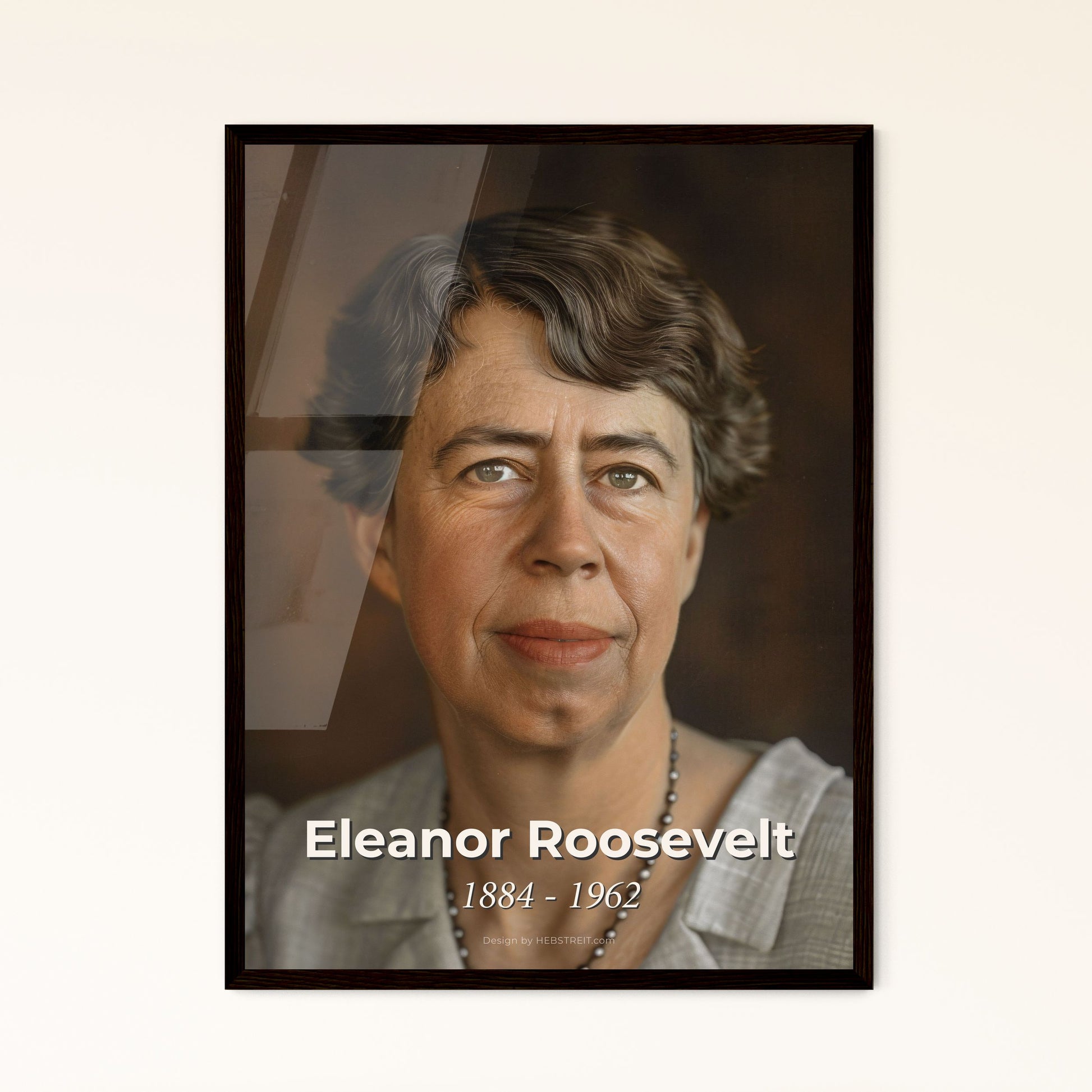 Eleanor Roosevelt: Icon of Change - Ultra-Realistic Portrait for Home Decor, Advocating Human Rights & Social Justice, Timeless Elegance