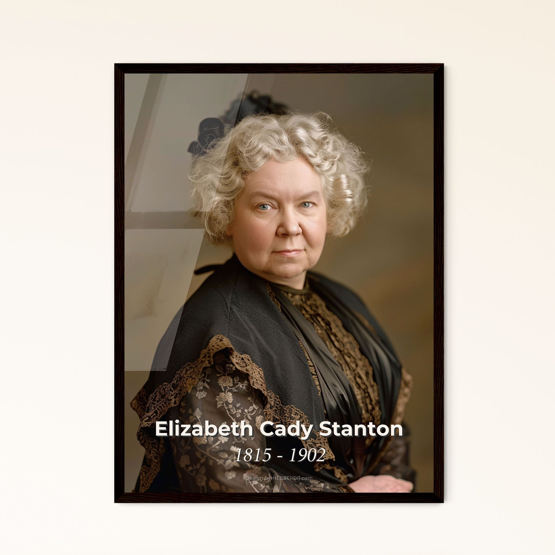 Elizabeth Cady Stanton: Iconic Suffragist Portrait - Timeless Monochrome Art for Home Décor, Framed Print & Aluminum Options