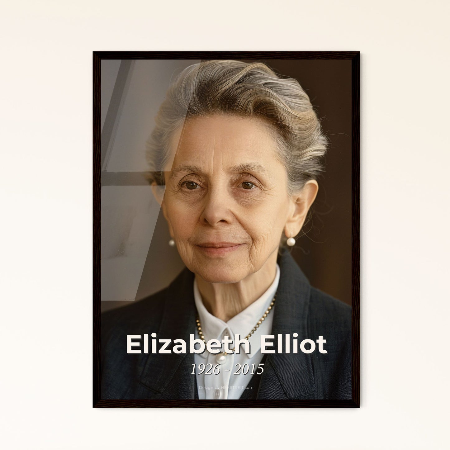 Elizabeth Elliot: A Legacy of Faith, Hope & Mission—Timeless Portrait in Monochrome, Perfect for Inspired Home Decor.