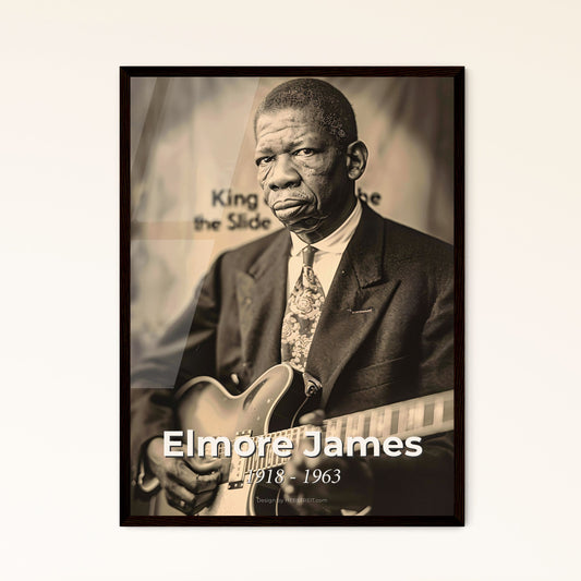 Elmore James: The King of Slide Guitar – A Timeless Tribute in High-Quality Monochrome Art for Home Decor and Gifting