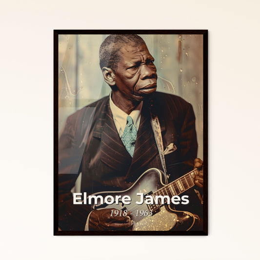 Elmore James: The King of Slide Guitar - Exquisite Monochromatic Portrait for Timeless Home Decor & Gifts