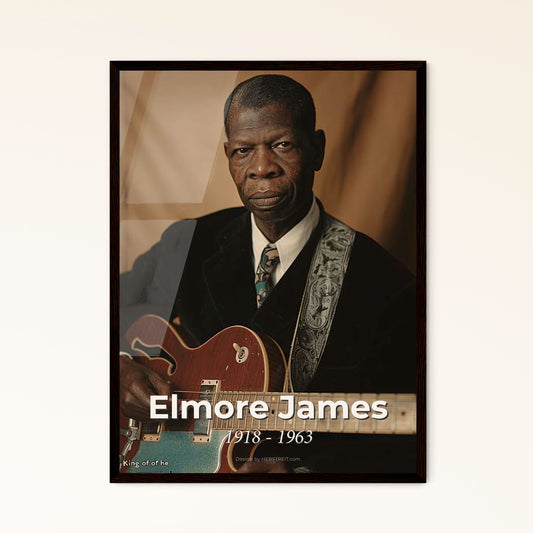 Elmore James: The King of Slide Guitar - Timeless Monochromatic Portrait for Elegant Home Decor & Gift Giving