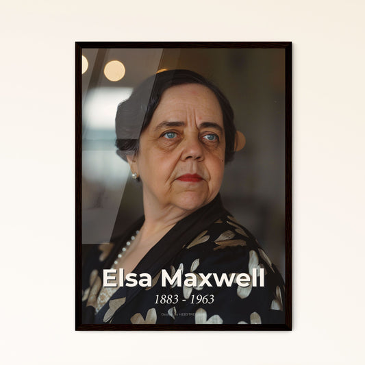 Elegant Portrait of Elsa Maxwell (1883-1963): Iconic Socialite & Influencer in High-Contrast Vintage Style - Perfect Home Decor