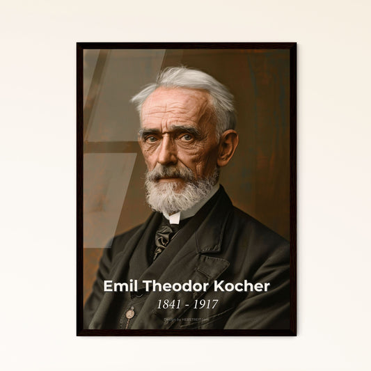 Emil Theodor Kocher: Nobel Prize-Winning Swiss Surgeon – Exquisite Ultrarealistic Portrait in Rustic Elegance for Home Décor.