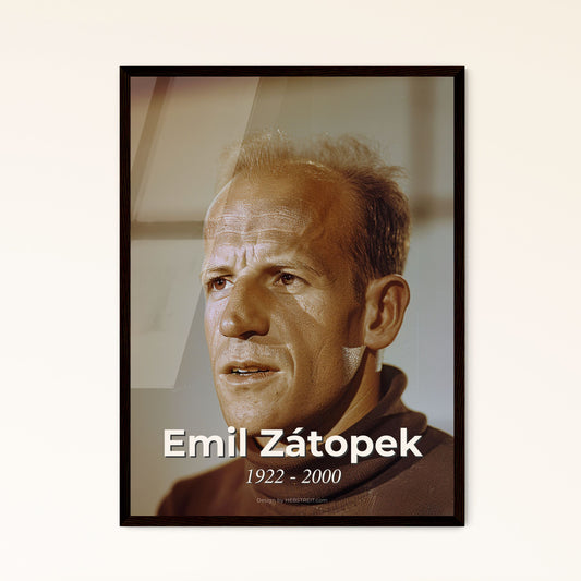 Vintage Cinematic Tribute to Emil Zátopek: Olympic Legend in Stunning Monochrome – Perfect for Home Décor or Gifting!