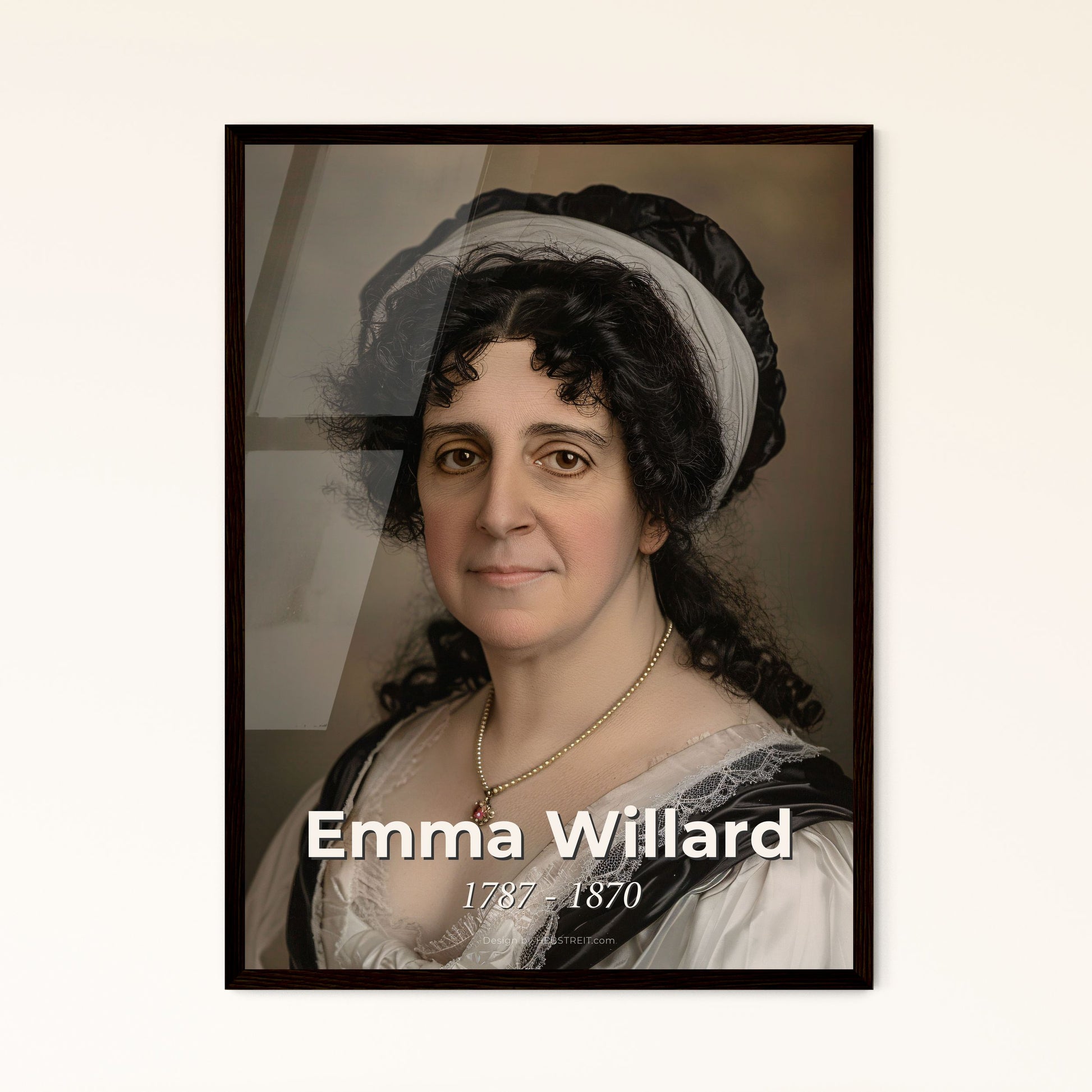 Emma Willard: Pioneering Educator - Stunning Monochromatic Portrait on Rustic Blurry Background for Stylish Home Decor