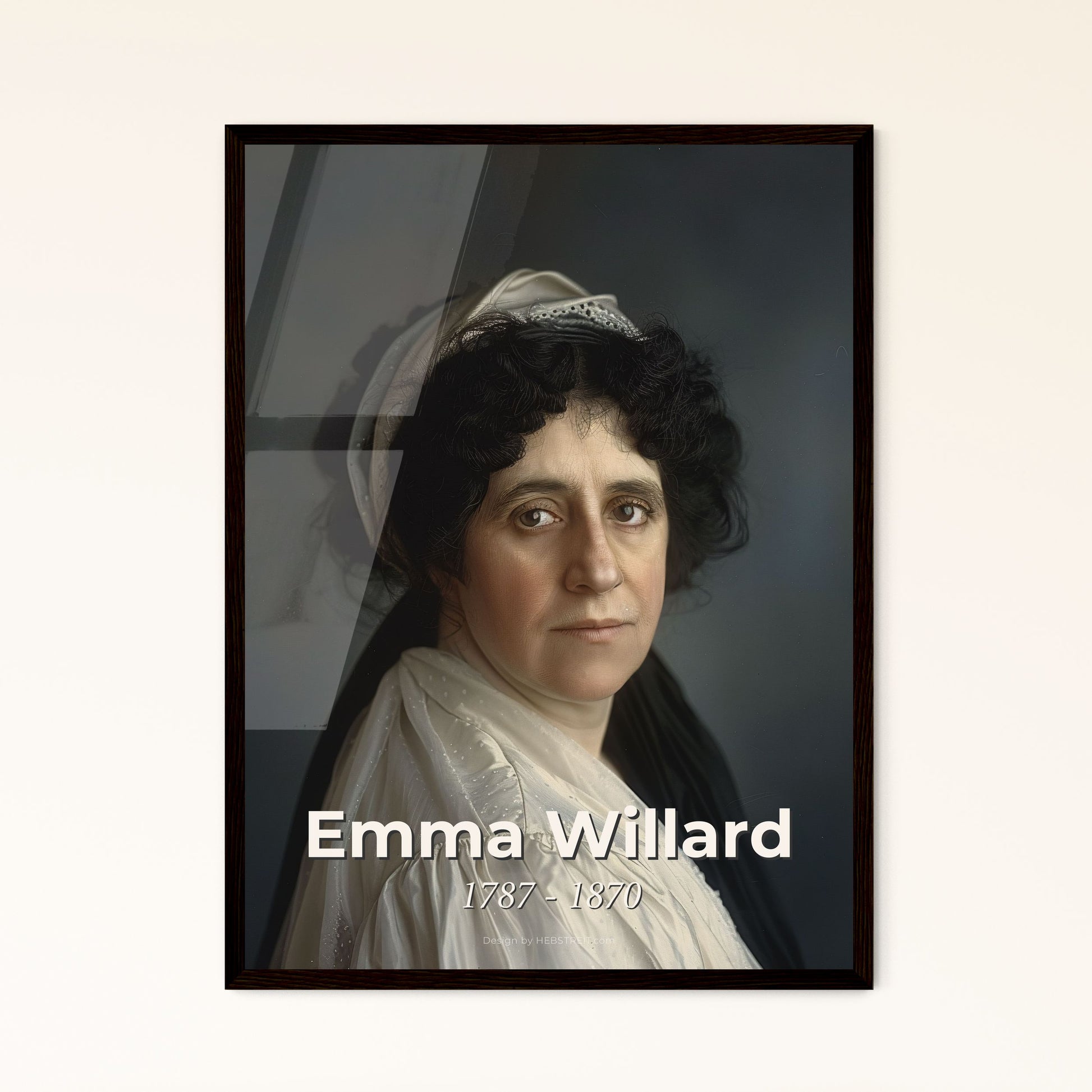 Emma Willard: Pioneering Educator in Women's Higher Education - Artful Portrait in Monochrome with Sepia Accents for Timeless Decor