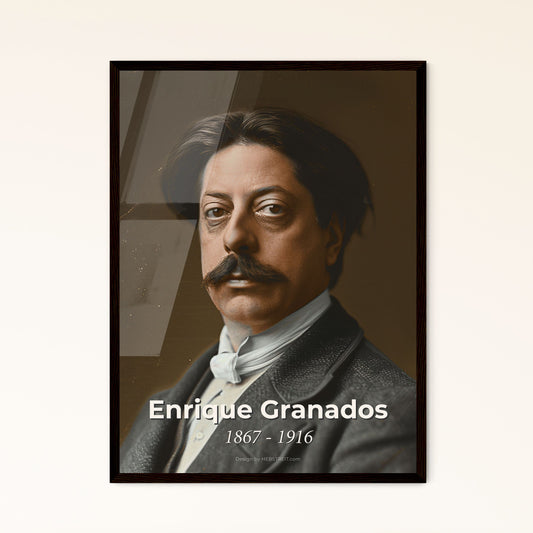 Enrique Granados: Monochrome Masterpiece - Timeless Portrait of the Spanish Composer in Sepia Tones for Elegant Home Decor