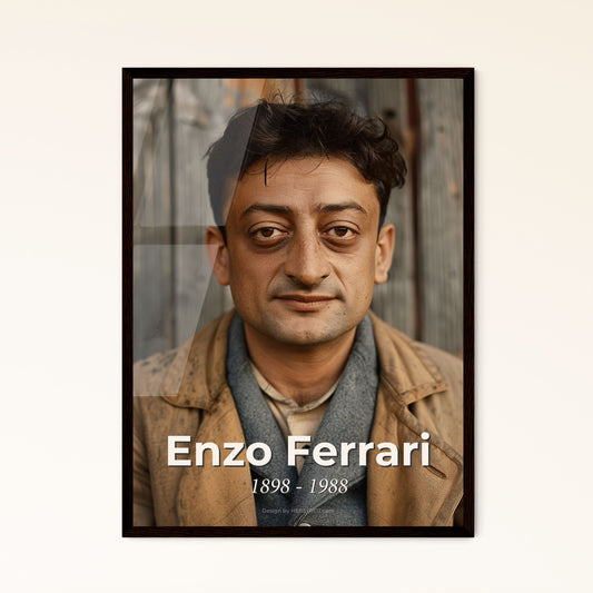 Legendary Enzo Ferrari: Iconic 1898-1988 Portrait in Monochrome - Perfect for Home Decor or Unique Gift for Motorsports Fans