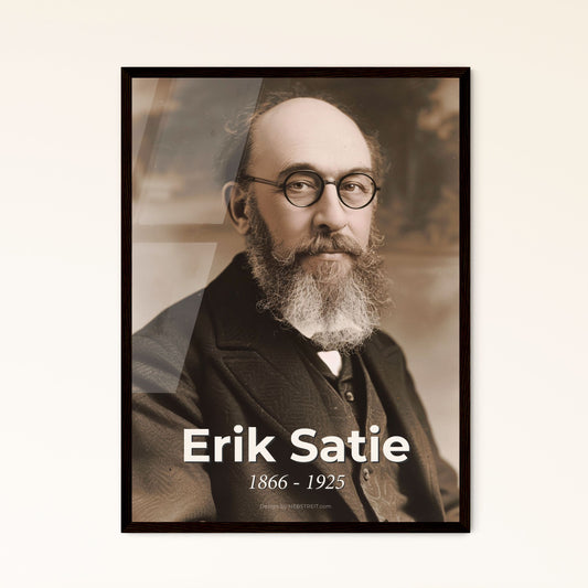 Erik Satie: A Cinematic Portrait of the Pioneering French Composer - Timeless Minimalism in Stunning Monochrome Art Print