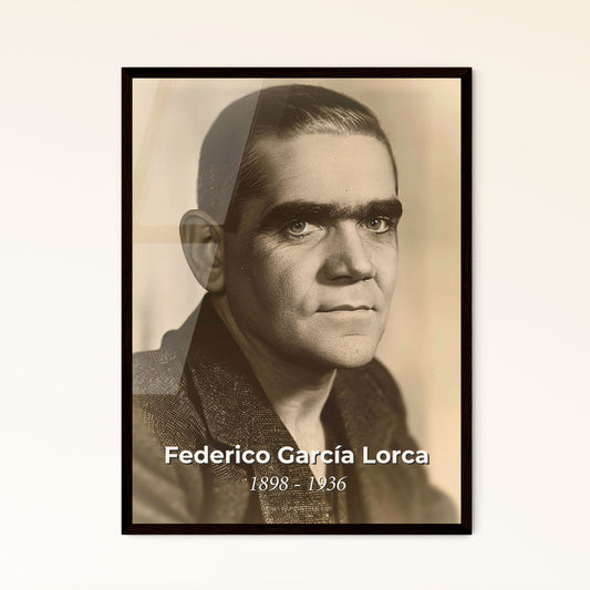 Timeless Elegance: Federico García Lorca Portrait - Lyrical Spanish Poet on Rustic Background, Monochromatic Art for Home Decor
