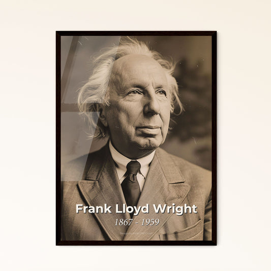 Timeless Inspiration: Frank Lloyd Wright 1867-1959 - Iconic Architect of Organic Design | Elegant Monochrome Art Print