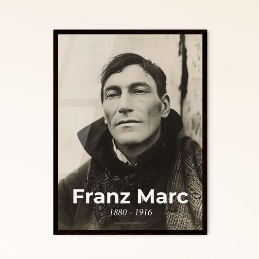 Franz Marc: Iconic German Expressionist Portrait - Vibrant Animal Painter in Monochrome Elegance for Home Decor & Gifting