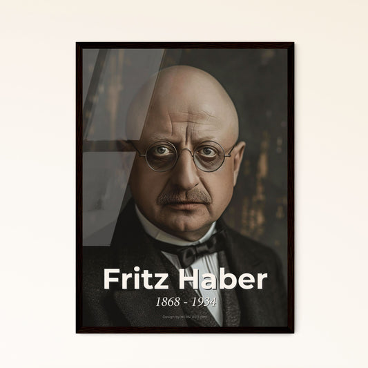 Fritz Haber: Pioneering Chemist of Ammonia Synthesis - Stunning CineStill 800T Portrait on Rustic Background, Perfect for Home Decor