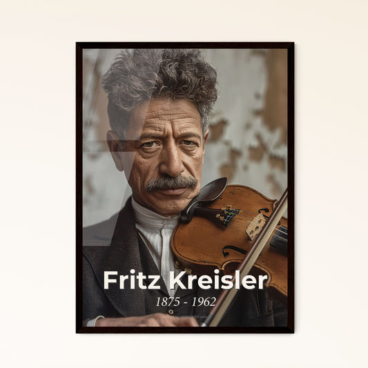 Elegant Fritz Kreisler Portrait: Iconic Austrian Violinist in Cinematic Sepia - Luxurious Framed or Aluminum Print for Timeless Decor