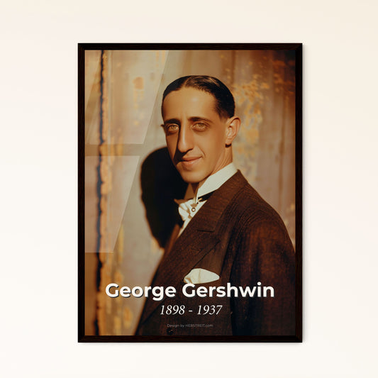 Timeless Tribute to Gershwin: Iconic Portrait Blending Classical & Jazz, Cinematic Art Print in Monochrome & Sepia Elegance